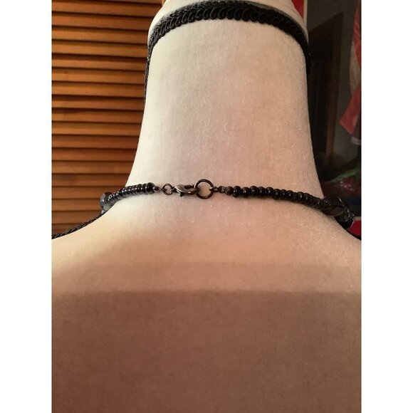 Black Glass Bead Necklace -- 32" - Picture 6 of 14